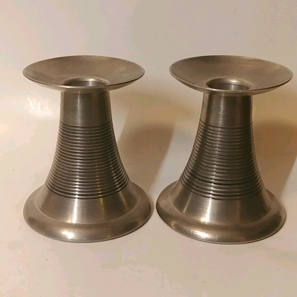 Tin Norway Pewter Candleholders Set of 2